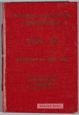 Duncan Edwards' official Manchester United itinerary for the 1957 FA Cup final at Wembley,
 the small red cloth hardbound booklet detailing travel and