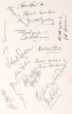An autographed Manchester United Football Book No.8, the first right-hand page fully signed by the United 1968 European Cup winners plus manager Matt 