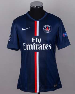 David Luiz blue No.32 Paris Saint-Germain short-sleeved shirt, 2014-15