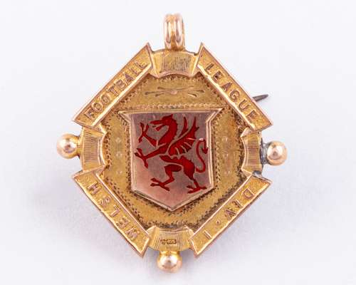 A 9ct gold and enamel Welsh Division 1 Football League winners medal, 1934-35