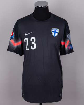 Jesse Joronen black No.23 Finland Euro 2016 goalkeepers shirt