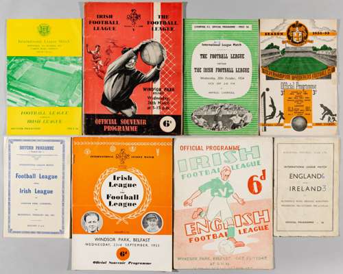Selection of Inter-League programmes between Football League v Irish League played at various grounds, late 1940s,
 in England Football League v Irish