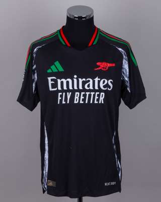 Gabriel Magalhaes black No.6 Arsenal v. Tottenham Hotspur short-sleeved shirt, 2024