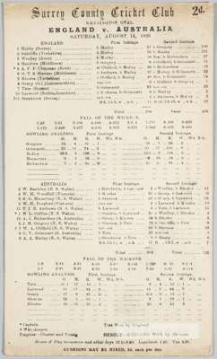 CRICKET - ENGLAND v AUSTRALIA 1926 5TH TEST THE OVAL ENGLAND WIN THE ASHES FULLY PRINTED ORIGINAL SCORECARD 

OFFICIAL FULLY PRINTED END OF MATCH SCOR
