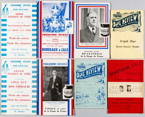 Overseas programmes selection from the 1950s,
 includes Germany (8), German Cup final Hamburg v FC Shalke 04 18th May 1958, Hamburg v Real Madrid 11th