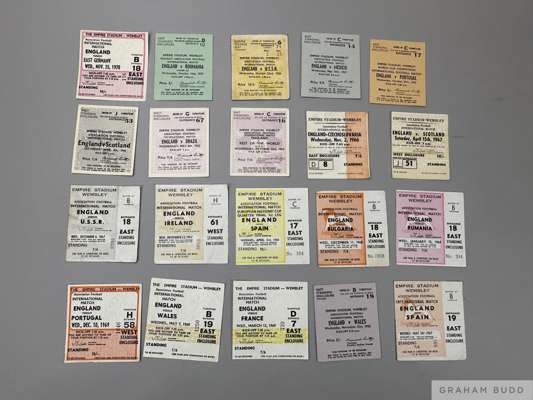 46 Football tickets,
 Wembley tickets for F.A. Cup Finals for 1958, 1960, 1961, 1962 (two), 1965, 1967 and 1991 (two); Football League Cup Final 1969;