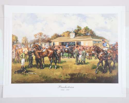 Limited edition print by Desmond Tallon (Irish, b.1950) titled Punchestown 1952-1997