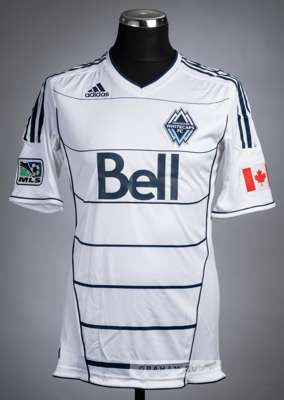 Wes Knight white Vancuover Whitecaps No.8 jersey from the World Football Challenge match v Manchester City played at Empire Field, Vancuover, Canada, 