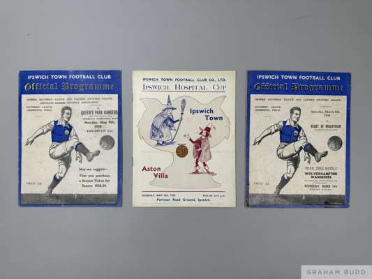 Ipswich Town pre-league 1936-37 v Heart of Midlothian (F) programme, played on 5th March 1938, 
 season 1937-38 v Queens Park Rangers Ipswich Hospital