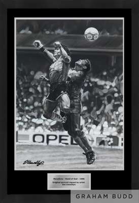 1986 FIFA World Cup 'Hand of God' drawing by Del Llewellyn
