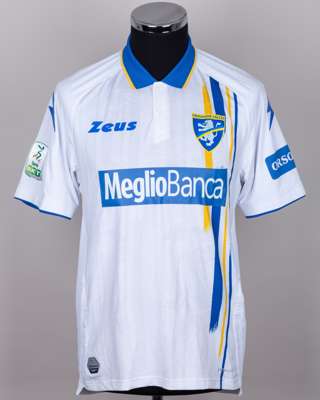 Karlo Lulic white and blue No.8 Frosinone short-sleeved shirt