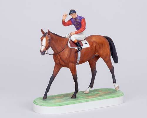 Royal Worcester racehorse and jockey modelled by Doris Lindner titled ‘The Winner’