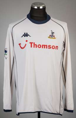 Ledley King white Tottenham Hotspur no.26 home jersey, season 2003-04,
 Kappa, long-sleeved with THE FA PREMIER LEAGUE sleeve badges, club crest and s