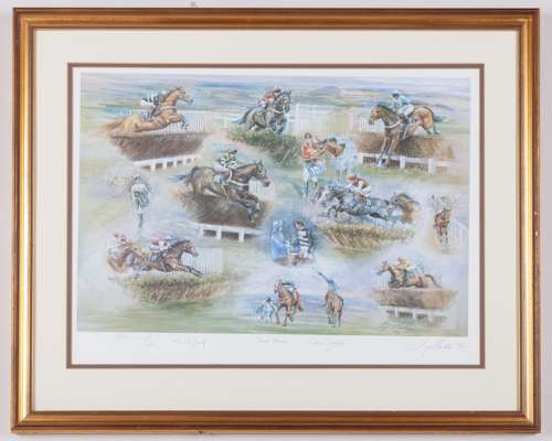 Print signed by three jockeys who have won the Cheltenham Gold Cup and Champion Hurdle