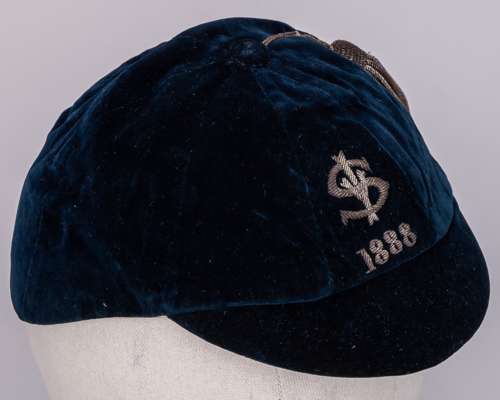 A blue Scotland v. Ireland cap, 1888