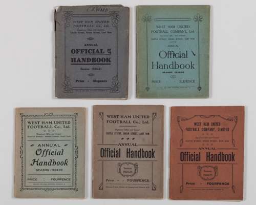 Five West Ham United official handbooks, 1920-21