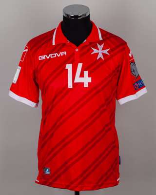 Jean-Paul Farrugia red No.14 Malta short-sleeved shirt