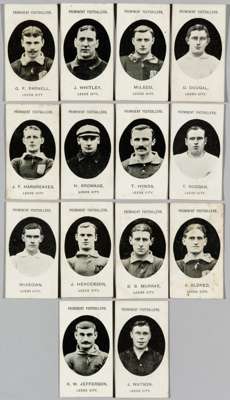 A collection of fourteen Taddy & Co Leeds City (pre-1919) Prominent Footballers cigarette cards
 (14)