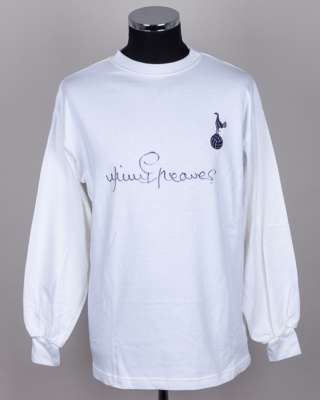 Jimmy Greaves autographed white Tottenham Hotspur replica long-sleeved shirt