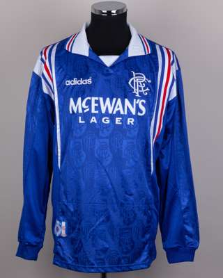 Blue No.10 Rangers Champions League long-sleeved shirt, 1996-97