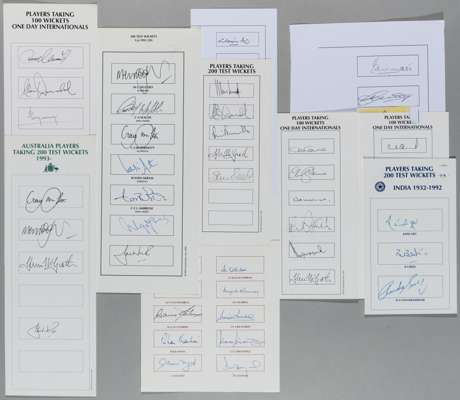 A collection of bowlers autographs, 
 including players who have taken 100, 200 and 300 wickets 

  The above is being sold by the Lord's Taverners an
