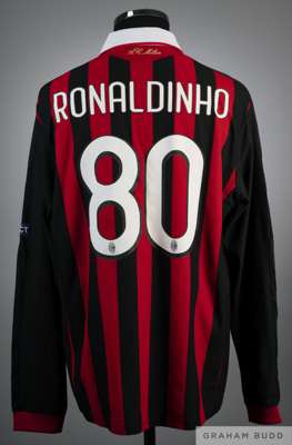 s*s様 ACミラン ロナウジーニョ 長袖 ユニフォーム 80 様 ACミラン RONALDINHO 80番 長袖ジャージ 09⁄10ホームACミラン