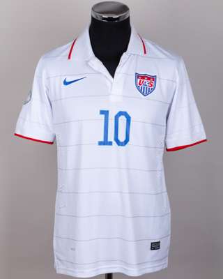 USA - Landon Donovan white and blue No.10 U.S.A. match issued short-sleeved shirt