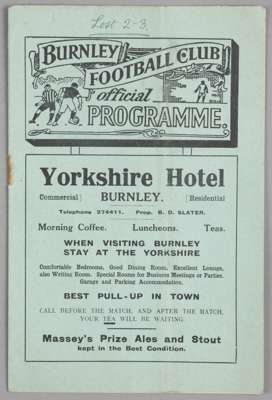 Burnley v Bradford Park Avenue programme 27th September 1930,  

F.L. Division Two fixture