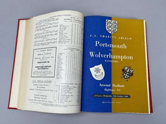 Bound volume of Arsenal home match programme, 1949-50
 Vol. XXXI, No.1, Burnley, 20th August 1949 to Vol. XXXI, No.27, Portsmouth, 3rd May 1950, inclu
