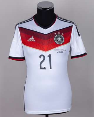 Shkodran Mustafi white No.21 Germany v. France short-sleeved shirt, 2014