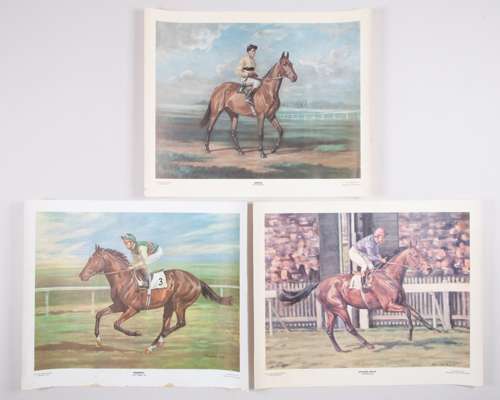 Group of five limited edition horse racing prints