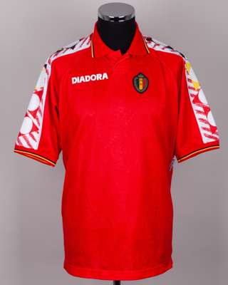 Red and white No.16 Belgium short-sleeved shirt, c.1993