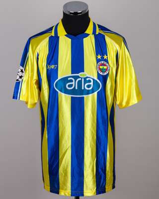 Zarko Lazetic yellow and blue No.17 Fenerbahçe short-sleeved shirt, 2001