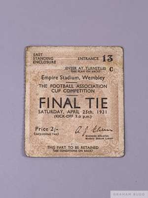 F.A. Cup Final ticket for Birmingham v West Bromwich Albion, 25th April 1931
 No.1571
