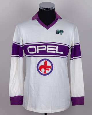 Giancarlo Antognoni white and purple No.10 Fiorentina match worn long-sleeved shirt, 1983-84