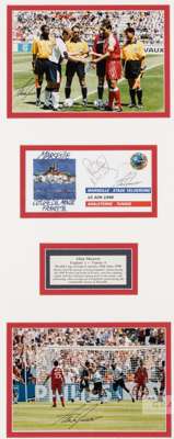 Alan Shearer signed photographs & first day cover for the FIFA World Cup Group G qualifier England v Tunisia, played in Marseille, 15th June 1998,
 tw