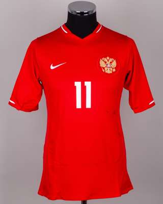 Alexander Kerzhakov red No.11 Russia v. Andorra short-sleeved shirt, 2007