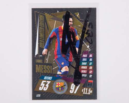 Lionel Messi autographed Barcelona Topps Match Attax Gold Limited Edition trading card