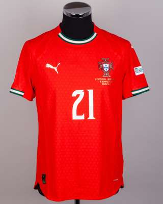 Diogo Jota red No.21 Portugal v. Spain match issued short-sleeved shirt, 2025