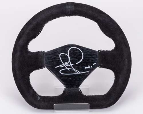 Nigel Mansell Signed Replica Steering Wheel Display