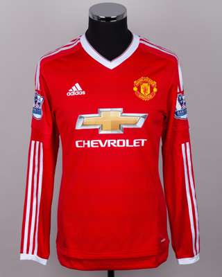 Anthony Martial red and white No.9 Manchester United long-sleeved shirt, 2015-16