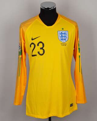 Tom Heaton yellow and green No.23 England v. Switzerland long-sleeved shirt, 2019