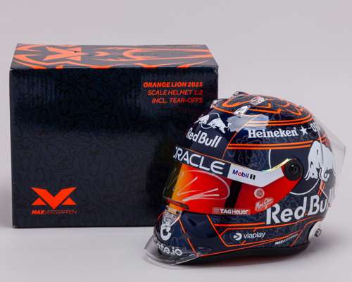 Max Verstappen 2025 Red Bull Racing Signed 1:2 Scale Helmet – Orange Lion Special Design