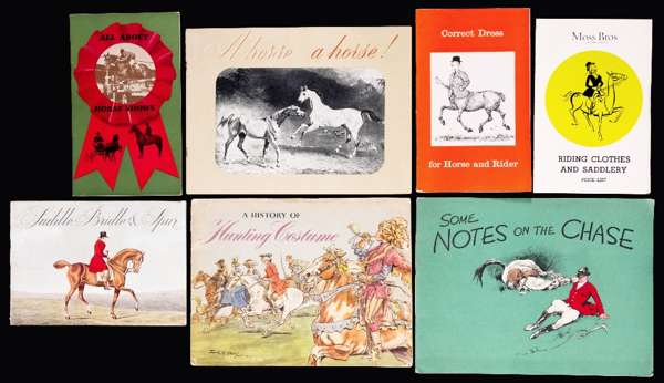 Seven vintage Moss Bros. booklets for hunting and equestrian attire, 1930s-1950s