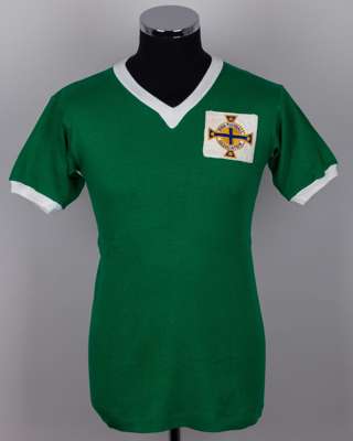 Green No.6 Northern Ireland match worn short-sleeved shirt
