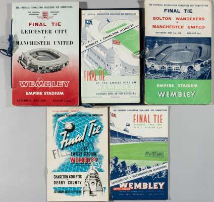 Interesting collection of non-standard F.A. Cup Finals programmes,
 1946 Derby County v Charlton Athletic signed by four Derby players, 27th April 194