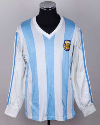 David Bisconti blue and white No.10 Argentina v. USSR long-sleeved shirt, 1991