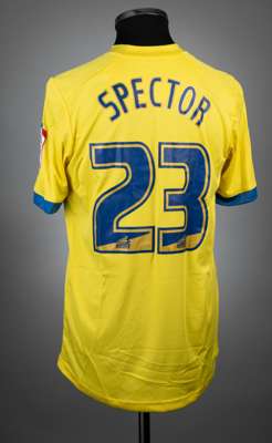 Jonathan Spector yellow & blue Birmingham City no.23 third choice jersey v Manchester City, played at Etihad Stadium, on 21st September 2011,
 match-i