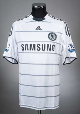 Rare John Terry white and blue No.26 Chelsea short-sleeved jersey 2009-10, 
 3rd kit, Adidas, L, with crew-neck collar and embroidered cloth badge ins