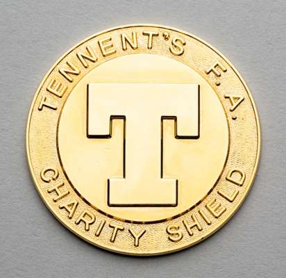 Tennent's F.A. Charity Shield sponsor's medal, Arsenal v Tottenham Hotspur, played at Wembley, 10th August 1991,
 obverse bearing sponsor's emblem and